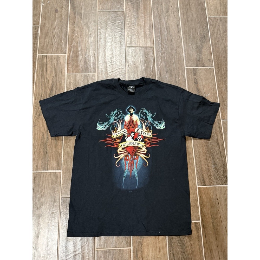 Santana Men's T-Shirt Black Large Cotton Los Lonely Boys 2005 Tour